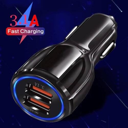 Car USB Charger Quick Charge 3.0 2.0 Mobile Phone Charger 2 Port LED USB Fast Car Charger for iPhone Samsung Tablet Car-Charger