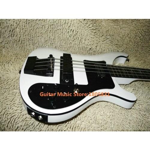 Bass Guitars White 4 Strings Electric Bass Two Jack Input Black Hardware Free Shipping