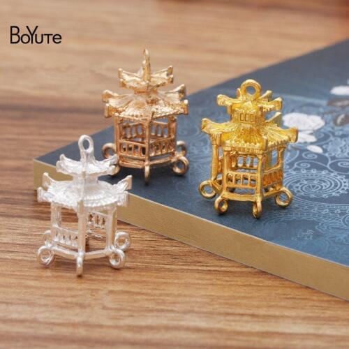 BoYuTe 10Pcs 24.5*30MM Metal Alloy Pavilion Pendant with 7 Loops Diy Hand Made Jewelry Accessories Parts