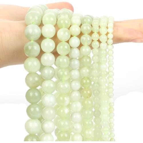 Natural Stone Beads Green Burmese Jades Round Loose Spacer Bead For Jewelry Making DIY Bracelet Accessories Strand 4/6/8/10/12MM