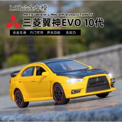 1: 32 Simulation Wing God Evo Alloy Toy Car Model Ornaments Childrens Birthday Christmas New Year Gift Yellow