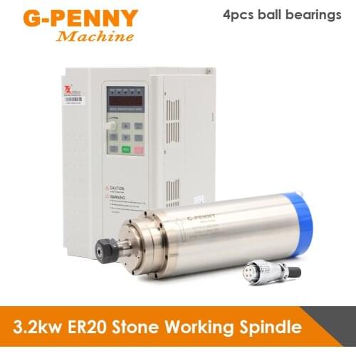 3.2KW ER20 Water Cooling Stone Working Spindle 4 PCS Ceramic ball ball bearings & 3.7KW FL Inverter