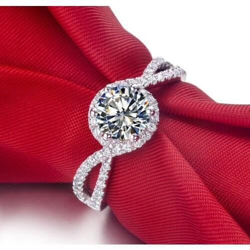 Twist Arm Style 1CT C&C Brand Moissanites 14Karat White Gold Fine Jewelry Promise Valuable Invitation Gift For Lady