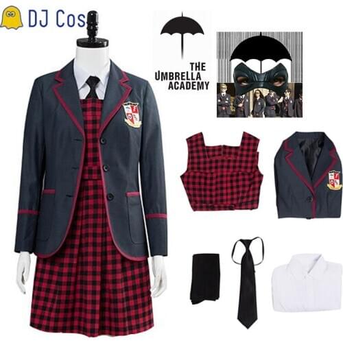 The Umbrella Academy Vanya Allison Cosplay Costume Coat Skirt Shirt Tie Set Halloween Christmas Party School Uniform Girls Women