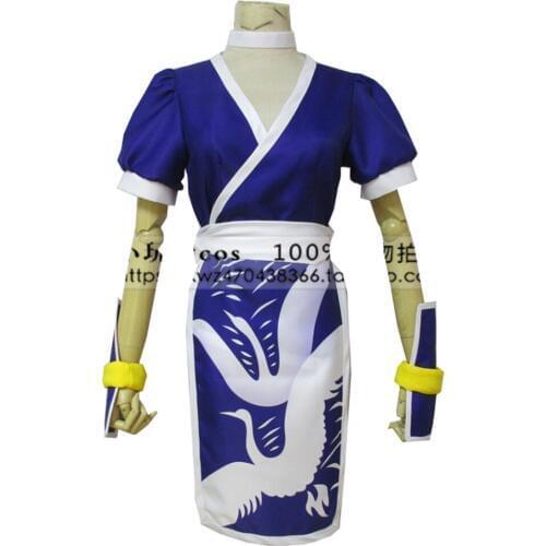 2018 Dead or Alive Kasumi Cosplay Costume Women Girl Blue Cheongsam Suit Outfit