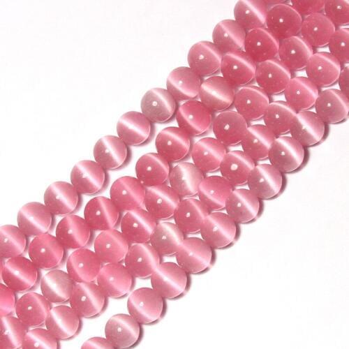 Round pink crystal cat eye beads DIY loose beads spacer beads for jewelry making for bracelet making strand 15"