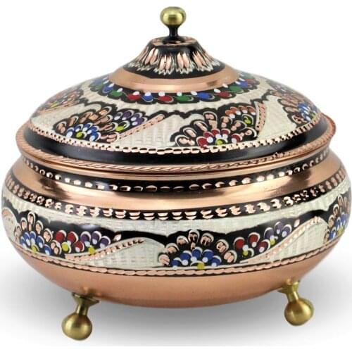 Morya Copper Sugar Bowl Candy Jars with Cover Storage Home Decor Organizer Rustic Dessert Ice Cream Snacks Nuts Bite Middle size