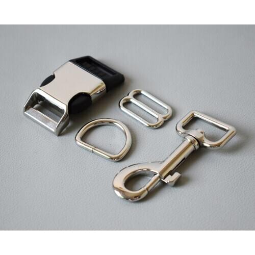 50 set 8 button 4 times Metal release buckles D rings sliders for cat dog collar adjustable buckles DIY sewing accessories