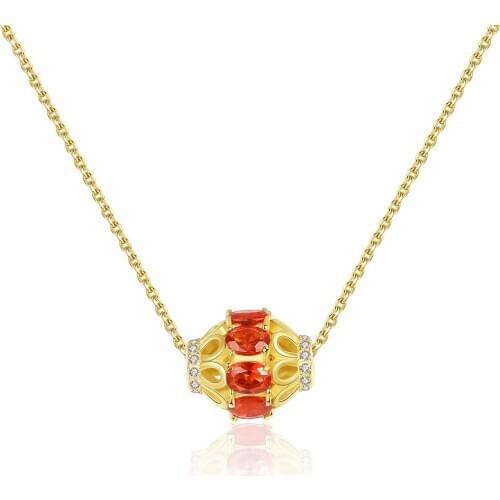 MetJakt S925 Sterling Silver Ruby Micro-Inlaid Zircon Fashion Exquisite Womens Necklace