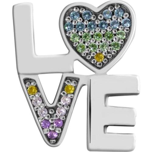 Multi Color Love Charm 925 Sterling Silver Beads for Jewelry Making Fit Charms Bracelets DIY Gift for Women Men 02769