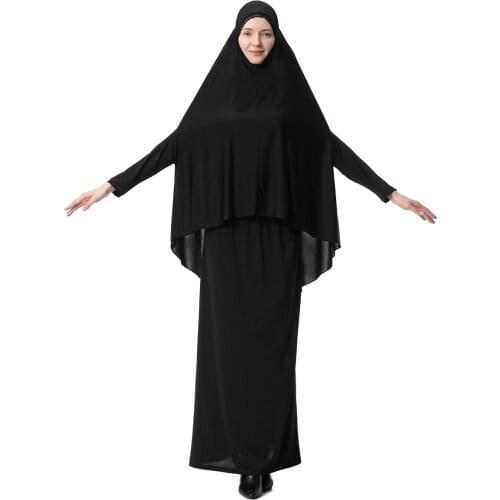 Muslim Hijab Dress 2PCS Long Robe Femme Abaya Musulmane Dubai Islam Djellaba Turkish Abayas For Women Prayer Clothes