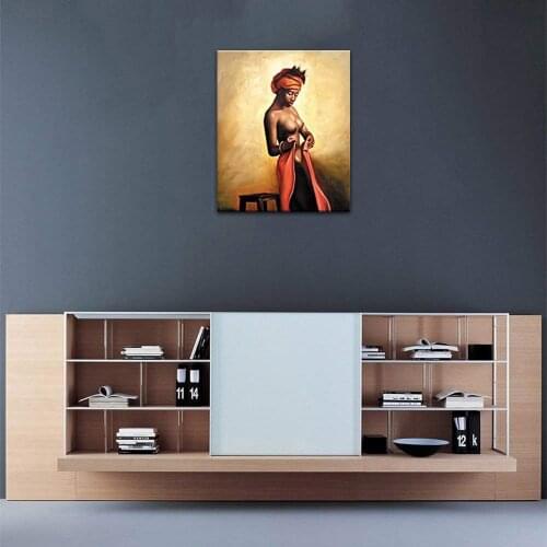 Naked African Americans Girl Printed Painting on Canvas Wall Art Nude Poster Prints Picture for Living Room Drop shipping