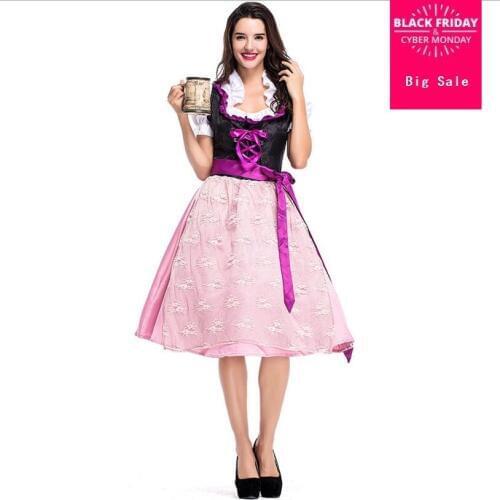 2018 New German beer carnival purple pink beer costume party clothing female carnival cosplay casual lace patchwork dress L930