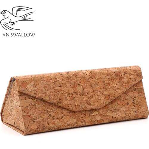 Pure natural wood color green portable box high-end fashion sunglasses retro box cork box