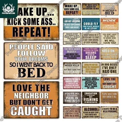 Putuo Decor Funny Sentence Shabby Metal Sign Tin Sign Decorative Vintage Decor Plate for Garage Man Cave Bar Pub Home Wall