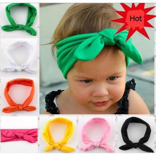 Cute Bunny Girls Flower Headbands Rabbit Ears Fabric Polka Dot Headwear Elastic Hair Band Hair Ropes YH403