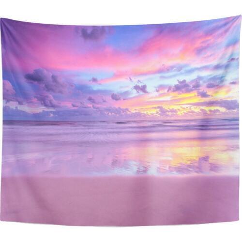 Pink Magic Candy Sunrise at The Beach Purple Abstract Home Decor Tapestry Wall Hanging for Living Room Bedroom Dorm 50x60 inches