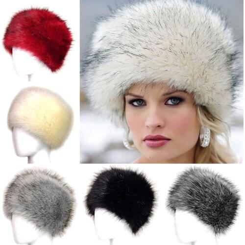 Fake Fox Fur Hat Women Beanie Cap New Fashion Winter Warm Fluffy Faux Fur Female Hat Outdoor Snow Cap Russian Hat Bucket Cap
