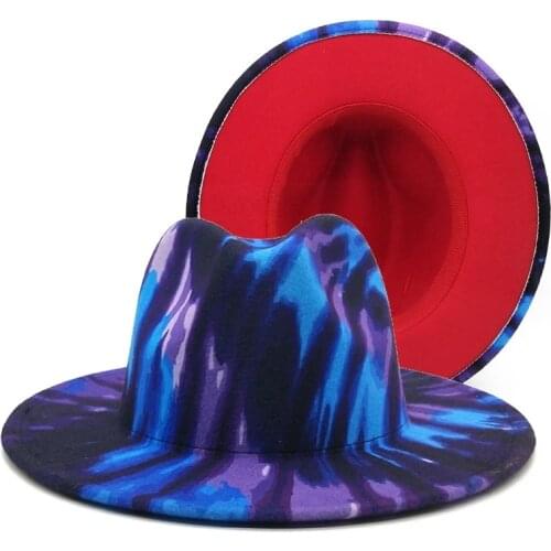 Hat Fedora Hat Gradient Color Tie Dye Craft Panama Felt Hat Ladies Jazz Hat British Ladies Fedora Hat Mens Hat шляпа женская