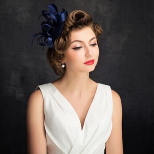 Hot Sale Fascinator Hats Women Feather Satin Sinamay Cocktail Hat Wedding Bride Church Hat Ladies Wedding Accessories Brides