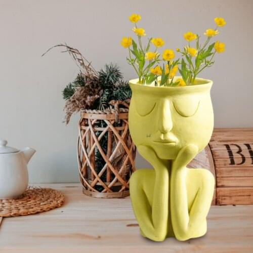 Nordic INS Art Ceramic Sculpture Vase Home Handicraft Decoration Model Room Soft Decor Abstract Character Creative Flower Pot