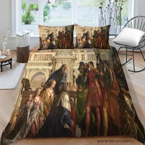 Medieval Nobility Print Bedding Set Oil Painting Series Luxury Duvet Cover Queen Twin Full Double Single King Bed Set Soft
