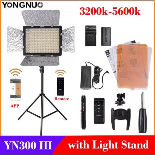 Yongnuo YN300 III YN300III 3200k-5600K CRI95 Camera Photo LED Video Light with Light Stand kits