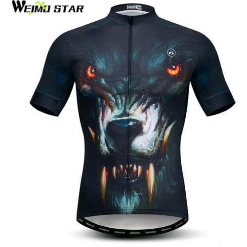 Weimostar Wolf Cycling Jersey Mountain Bike Clothing Summer Short Sleeve mtb Bicycle Jersey Print Cycling Shirt Maillot Ciclismo