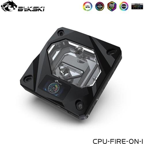 BYKSKI CPU Water Block For 2011(X99) 2066 115X(1150 1151 1155 1156) INTEL I7 Platform Black With LCD Temperature ,CPU-FIRE-ON-I