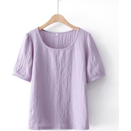 Plus Size Womens Solid Summer Tshirts Short Sleeve A-line Tops Oversized Vintage Shirts