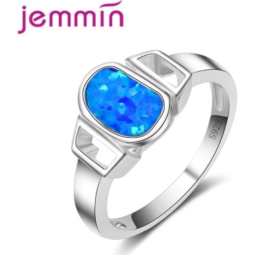 Fashion Jewelry Ring 925 Sterling Silver Blue Fire Opal Rings Fine Jewelry For Women Wholesale