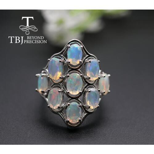 Big colorful Opal women Ring natural Gemstones fine jewelry 925 sterling silver for women anniversary party gift tbj promotion