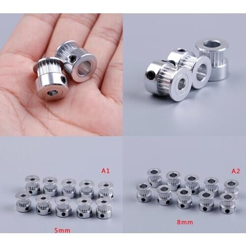 10pcs GT2 5mm 8mm Aluminum Timing Pulley For Gt2 Synchronous Belt Timing Pulley 20 Teeth Or Grooves 2gt Belt