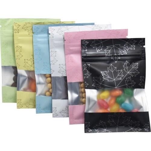 100Pcs/Lot Resealed Ziplock Bag With Frosted Window Aluminium Foil Food Bag Packaging Bag For Snack Tea Food With Tear Notch