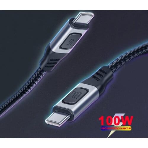 100W PD USB-C Fast Charging Cable For Macbook iPad Pro 2021 Nintendo Switch SAMSUNG S21 Ultra Note 20 OnePlus 8T 9R PPS Type-C