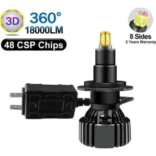 2pcs 90w High Power H7 H4 H11 9005/9006 D2S D1S 3D 8 sides CSP led EMC CANBUS ERROR FREE LENS Car Led Headlights foglamps kits