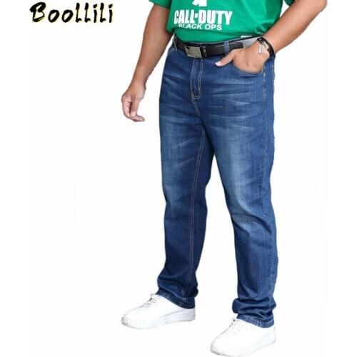 30-48 Big Size Thin Jeans Men Baggy Straight Fashion Denim Men Jean Masculina Man Long Trousers Casual Male Denim Classic HLX153