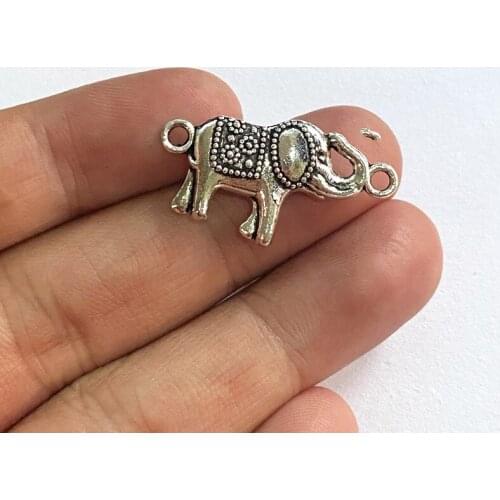 4pcs Elephant Charms Pendants Connector Antique Silver Color Jewelry For DIY Making Handmade Elephant Bracelet Accessories