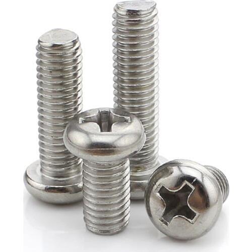 50PCS M2 M2.5 Stainless Steel Cross Recessed Phillips Screw Round Pan Head Machine Screw Bolts