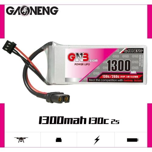 Gaoneng GNB 1300mAh 2S 7.4V 130C/260C Lipo Battery With XT30 XT60 Plug For RC Helicopter Quadcopter FPV Racing Drone Parts