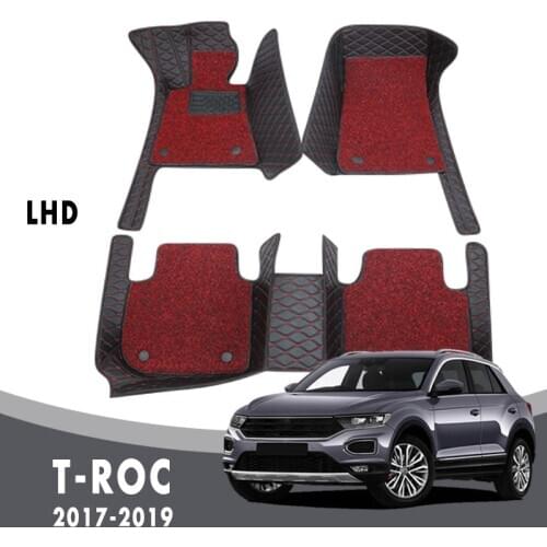 Car Floor Mats Carpets For T-ROC 2019 2018 2017 Luxury Double Layer Wire Loop Auto Interior Accessories Custom For Volkswagen vw