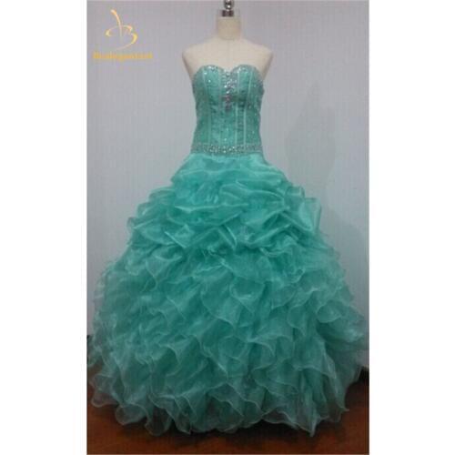 Bealegantom Stock Mint Ball Gowns Quinceanera Dresses 2019 Beaded Lace Up Sweet 16 Dresses Vestidos De 15 Anos QA1159