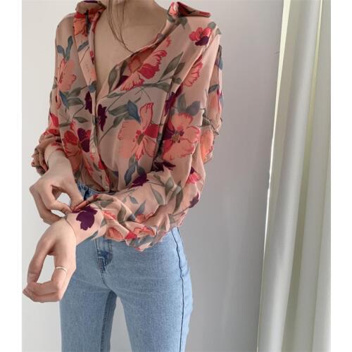 Alien Kitty 2020 Gentle Chiffon Thin Summer Brief Print Cute Sweet Chic Large Size Casual Floral All-Match Stylish Blouses