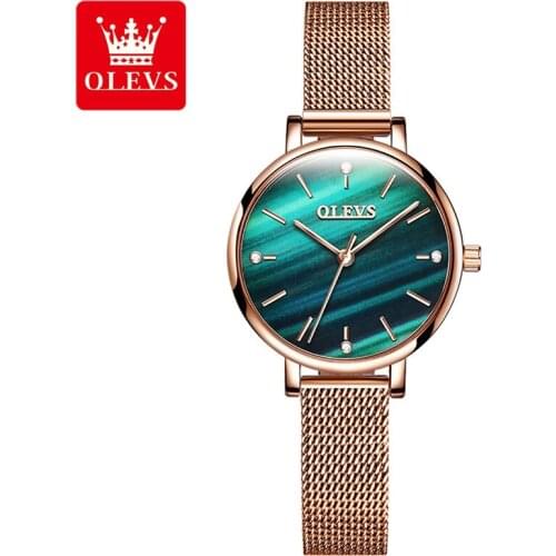 NEW Rose Gold Women Watches Ultra-thin Luxury Quartz Watch Fashion Ladies Clock Stainless Steel Waterproof Green Wristwatch