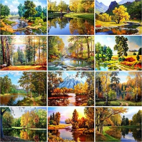 Evershine Diamond Embroidery Tree 5D DIY Full Square Round Diamond Painting Landscape Autumn Cross Stitch Kit Home Decor