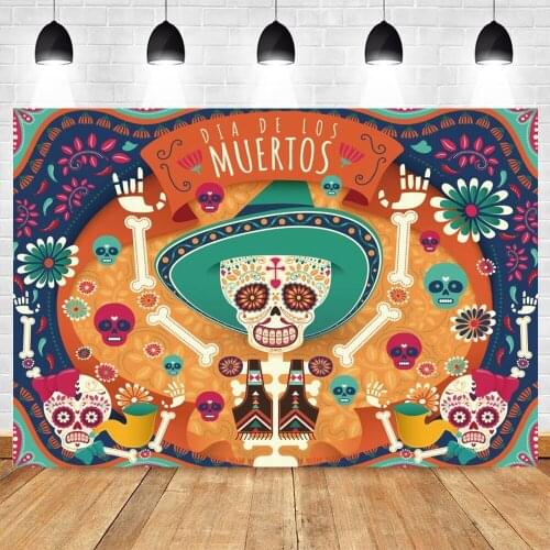 Yeele Day Of The Dead Backdrop Photocall Mexican Flower Skull Background Baby Portrait Party Decor Photography Photo Studio Prop