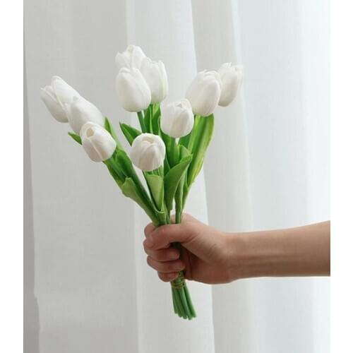 Artificial Pot White Wet Tulip decoration artificial flower искусственный цветок