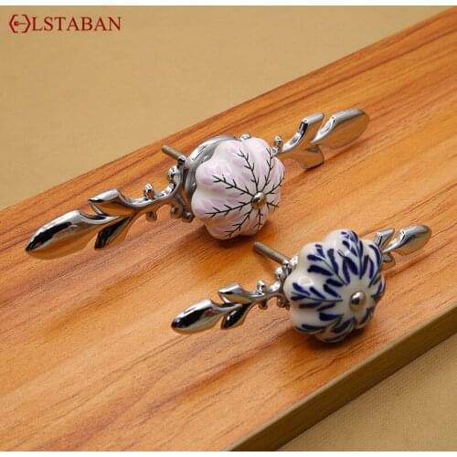 LSTABAN Nordic Modern Minimalist Cupboard Bookcase Drawer Shoe Cabinet Rural Blue And White Porcelain Pumpkin Single Hole Knobs