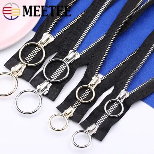 Meetee 2pcs 60/70/80/90/100cm 5# 8# Resin Zipper Double Ring Sliders Open-End Zips for Down Jacket Sewing Zippers DIY Zip Repair