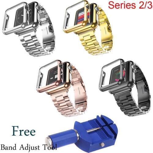 Stainless Steel Metal Strap for Apple Watch Band Series 2 Series 3 Cover Case 42mm 38mm Watchbands Bracelet with Tool